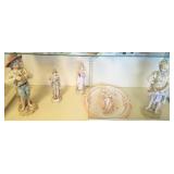 4 bisque figures & bisque plaque 17"