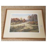 Framed signed Russell Norberg watercolor- 14" x