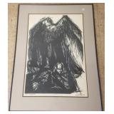 Framed signed Fish & numbered 1966- artwork on