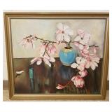 Framed signed Stowell oil on canvas- still life-