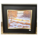 Framed signed Hans E. Olson- oil on board- Hay in