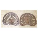 2 antique iron tractor seats- Deering & Jones
