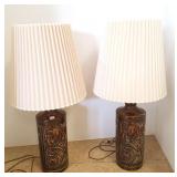Pair of  mid-century pottery lamps