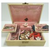 Jewerly box with jewelry including gold cameo,