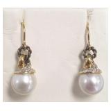 Pair of David Yurman 18K gold, sterling, diamond &