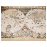 Replica handcolored map of the world in box