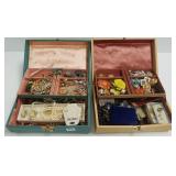 Group of vintage jewelry in 2 jewelry boxes