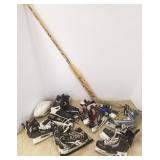 Autographed hockey stick & a group of hockey