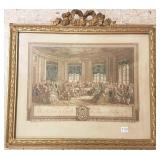 Antique framed colored French mezzotint 16" x 20"