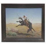 Framed signed Jack Wryn .55 oil on canvas- cowboy