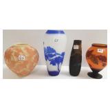 4 pieces of assorted cameo, etc. art glass