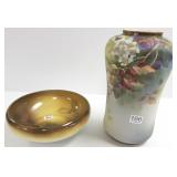 10" hand painted Nippon vase & a bowl
