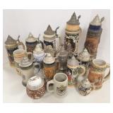 16 German etc. steins including lithophane