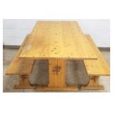 Pine trestle table with 2 benches
