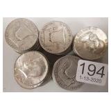 50 assorted U.S. silver 1/2 dollars