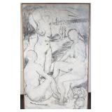 Framed unsigned John Beachamp oil on canvas-52"