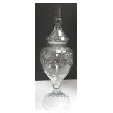 26" cut glass covered jar