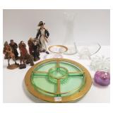 Group glass Orrefors, Doulton figure, wood