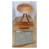 Mid Century style table, shelf & mirror (as seen)