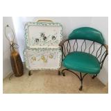 Mid Century chair, lamp & TV trays