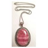 Large sterling pendant on chain set with