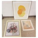 2 framed Mod, etc. artworks and one unframed