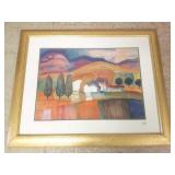 Framed signed watercolor