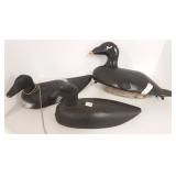 3 primitive wood decoys