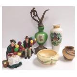 Group including Doulton figures, Pickard vase,