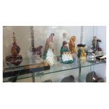 Group Royal Doulton figures, glass, etc.