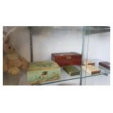 Group advertising banks, boxes & a bunny