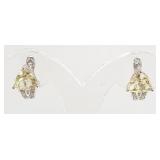 Pair sterling earrings set with diamonds &