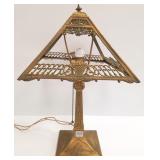 Antique ornate table lamp with no shade inserts