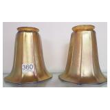 2 signed Steuben matching gold aurene shades