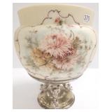 Victorian glass jardiniere with silverplate base