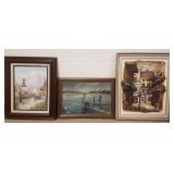 3 assorted framed original oil paintings