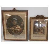 2 ornately framed French prints