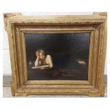 Ornately framed Victorian oil on board of a