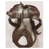 Antique leather & metal bull blinder