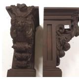 Pair composition lion wall brackets