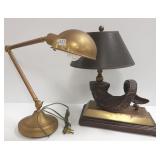 Ram horn motif lamp & brass lamp