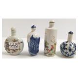 4 Oriental porcelain snuff bottles