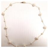 17" 14k gold floating pearl necklace
