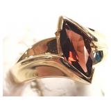 10k ring set with marquise garnet