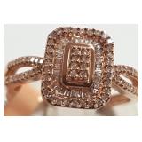 10k rose gold ring set with .25 ctw diamonds