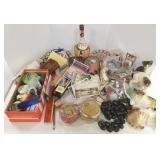 Group ceramic cats, postcards, etc.