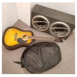 Acoustic guitar in case & Rockford Fosgate