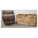 2 breweriana items: stamped 1921 1/4 size wooden