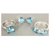 3 pcs D'Joy blue topaz & sterling silver jewelry: