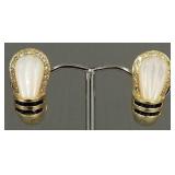 14k gold designer Balestra earrings s/w diamonds,